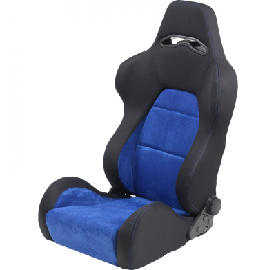 Asiento Deportivo Autostyle 'Eco Soft' - Negro/Azul - Respaldo Reclinable De Dos Lados - Incl. Guías Universales